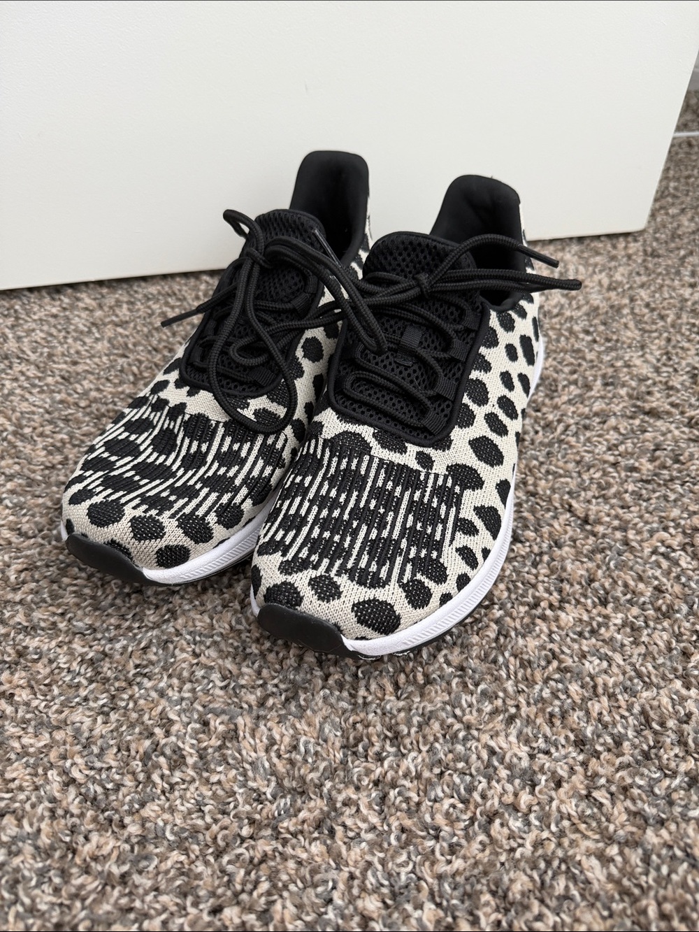 Woven Black and White Leopard Print Women's Sneakers